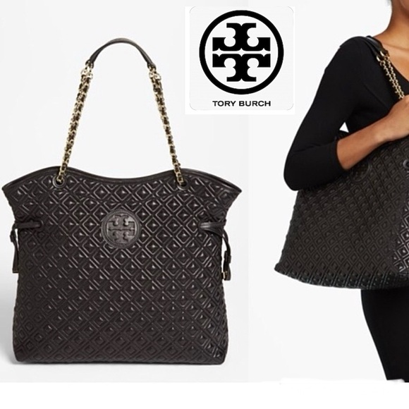 Tory Burch Marion Quilted Leather Slouchy Tote/Shoulder Bag in Black - Picture 13 of 13
